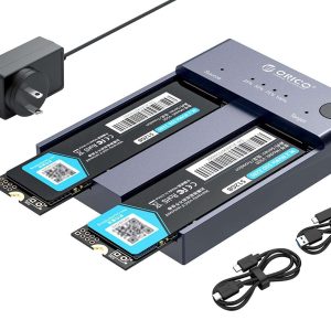 ORICO M.2 NVMe Cloner Dual-Bay NVMe Docking Station USB C to NVMe SSD Enclosure Aluminum M.2 Duplicator Offline Clone for PCIe M-Key SSDs Max 8TB Tool Free-M2P2