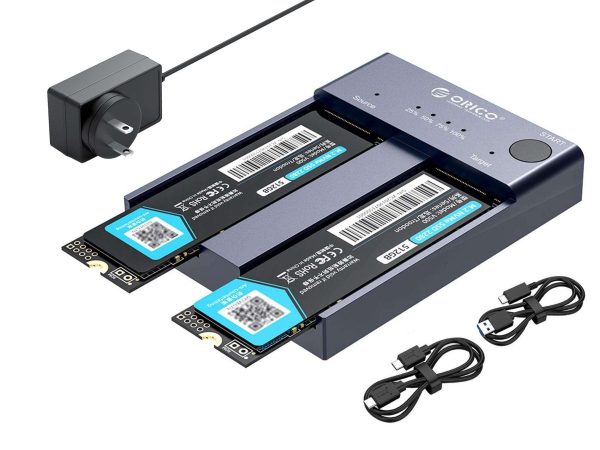 ORICO M.2 NVMe Cloner Dual-Bay NVMe Docking Station USB C to NVMe SSD Enclosure Aluminum M.2 Duplicator Offline Clone for PCIe M-Key SSDs Max 8TB Tool Free-M2P2