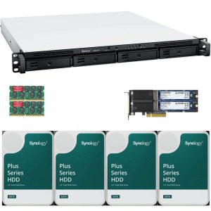 Synology RS822RP+ AMD Ryzen V1500B 4-Bay NAS 2GB RAM, 1.6TB (2x800GB) Cache, 16TB (4 x 4TB) of Synology Plus NAS Drives Fully Assembled and Tested By CustomTechSales - 32GB,48TB (4 x 12TB)