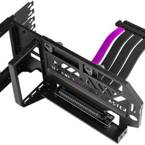 Cooler Master MasterAccessory Vertical Graphics Card Holder Kit V3 White with Premium Riser Cable PCI-E 4.0 x16 - 165mm, Compatibility PCIe 4.0 and older for E-ATX, ATX , Micro ATX Chassis (MCA-U000R- - Black,Vertical VGA Kit w/ Riser
