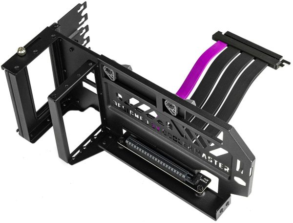 Cooler Master MasterAccessory Vertical Graphics Card Holder Kit V3 White with Premium Riser Cable PCI-E 4.0 x16 - 165mm, Compatibility PCIe 4.0 and older for E-ATX, ATX , Micro ATX Chassis (MCA-U000R- - Black,Vertical VGA Kit w/ Riser