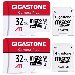 [Gigastone] Micro SD Card 32GB 5-Pack, Camera Plus, MicroSDHC Memory Card for Video Camera, Wyze Cam, Security Camera, Roku, Full HD Video Recording, UHS-I U1 A1 Class 10, up to 90MB/s, with Adapter - 64GB (32GB x 2),Camera Plus,2-Pack