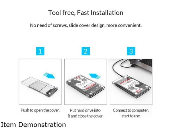 ORICO 2.5'' Hard Drive Enclosure Type-C USB 3.1 Gen2 to SATA 6Gbps Computer External HDD Enclosure for 7 9.5mm HDD SSD Support UASP Compatible WD Seagate Toshiba Samsung Hitachi PS5-2139C3-G2