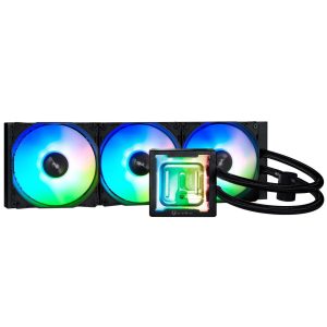BitFenix Cube AIO ARGB CPU Liquid Cooler 240mm Radiator White, Intel LGA1700/AMD AM5 Ready, Innovative Pump with Lift of 1.8 M/high Efficiency 5500RPM/ Silent 15DB, High Quality Made in Taiwan - Black,BFW-AIO-360-BB27A-RP,360mm Radiator