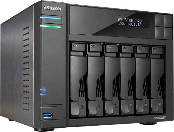Asustor AS6706T Lockerstor 6 Gen2,4Bay NAS,Quad-Core 2.0GHz CPU,Dual 2.5GbE Ports,8GB DDR4,Four M.2 SSD Slots (Diskless)