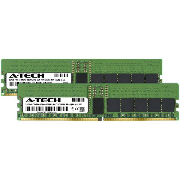 A-Tech 64GB (2x32GB) 1Rx4 PC5-38400R DDR5 4800 MHz EC8 RDIMM ECC Registered DIMM 288-Pin Single Rank x4 Server & Workstation RAM Memory Upgrade Kit