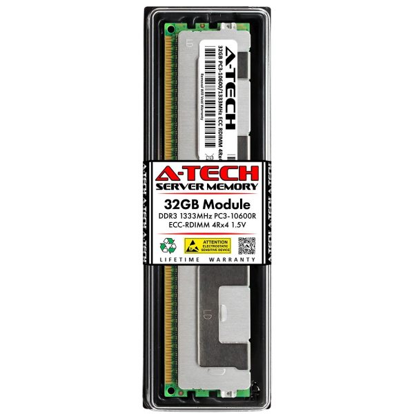 A-Tech 32GB 4Rx4 PC3-10600R DDR3 1333 MHz ECC RDIMM 1.5V Registered DIMM 240-Pin Quad Rank x4 Server & Workstation RAM Memory Upgrade Module