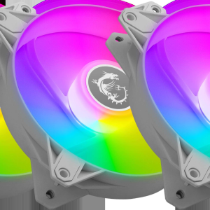 MSI MPG F120 ARGB-3B 120mm PWM Addressable RGB LED Case Fan Black - Anti-Vibration Fan Gasket - Hydraulic Bearing  - 600 ~ 1200 RPM - 3 Packs - White,Triple Fans