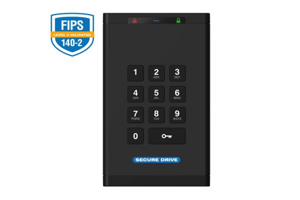 SecureData SecureDrive® KP 1TB SSD FIPS-140-2 Level 3 Validated 256-Bit Hardware Encrypted External Portable  USB 3.0 - Unlock via On-Board Keypad