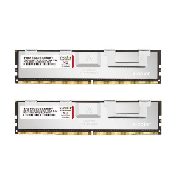 v-color DDR5 32GB (16GBx2) 6000MHz CL32 Overclocking R-DIMM SK hynix Original IC 1Rx8 1.4V ECC Registered DIMM Memory for W790 Workstation (Intel XMP) (TR516G60S832SK)