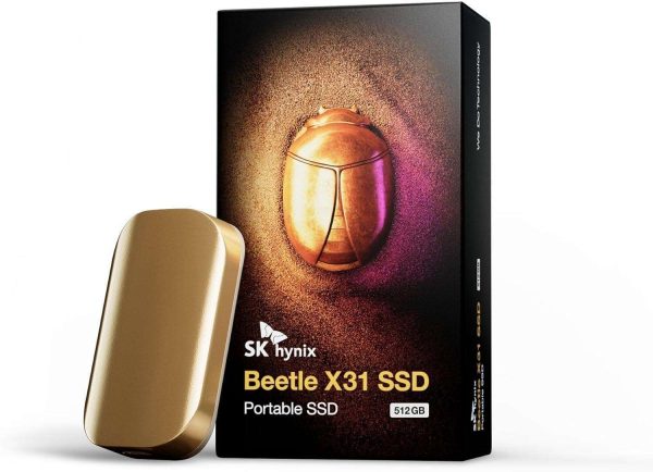 SK hynix Beetle X31 1TB Portable SSD with DRAM, up to 1050MB/s, USB 3.2 Gen2, External Hard Drive Compatible with PC, Mac, Laptop, Xbox, PS5 - 512GB