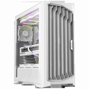 Antec Performance 1 FT, RTX 40 Series GPU Support, Temp. Display, 4 x Storm T3 PWM Fans, Type-C Ready, Dual Tempered Glass Side Panels, Removable Top Fan/Radiator Bracket, Mesh Front Panel, Full-Tower - Performance 1 FT White