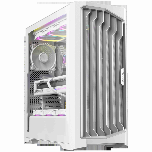 Antec Performance 1 FT, RTX 40 Series GPU Support, Temp. Display, 4 x Storm T3 PWM Fans, Type-C Ready, Dual Tempered Glass Side Panels, Removable Top Fan/Radiator Bracket, Mesh Front Panel, Full-Tower - Performance 1 FT White