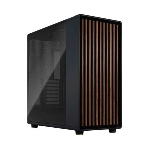 Fractal Design North XL ATX mATX Mid Tower PC Case - Charcoal Black Chassis with Walnut Front and Mesh Side Panel - FD-C-NOR1X-01 - Walnut Front and Dark Tinted TG Side Panel