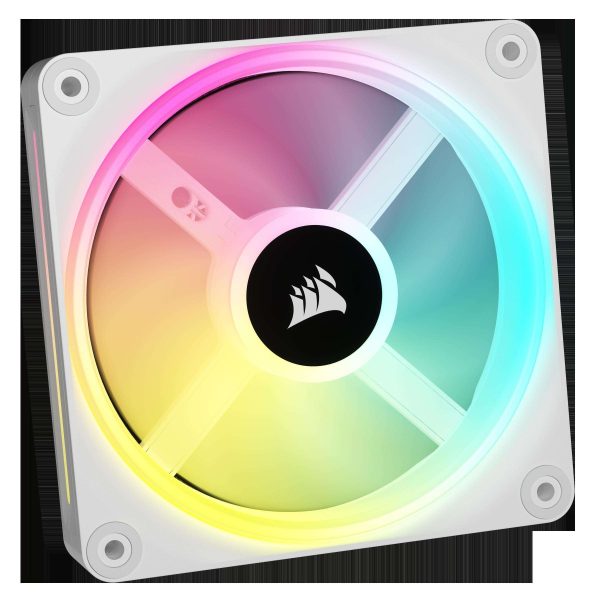 CORSAIR QX RGB Series, iCUE LINK QX120 RGB WHITE, 120mm Magnetic Dome RGB Fan, Starter  Kit