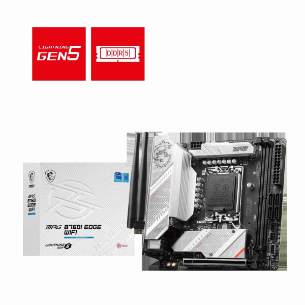 MSI B760 GAMING PLUS WIFI LGA 1700 (280) DDR5 ATX Motherboards - Intel,  SATA 6Gbps, Wi-Fi 6E, Bluetooth 5.3,  7.1 HD Audio, PCIe 4.0 x16, 2.5G LAN - MPG B760I EDGE WIFI
