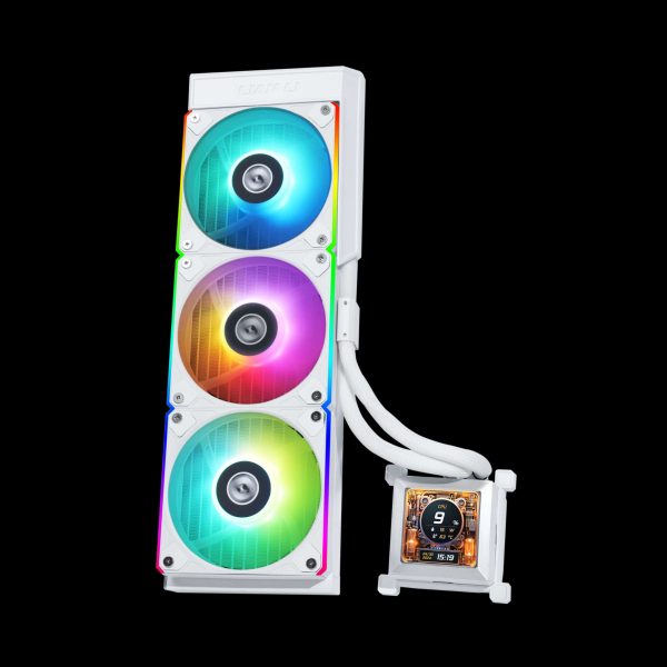 Lian Li Hydroshift 360 AIO - Pre-installed 3 x TL Fans - Side-Mounted Coolant Pathway - 2.88” LCD Screen - 480 × 480 Resolution - Captured Screenshots or Recorded Videos Shift AIO - Black (HSLCD36TW) - White,LIAN LI RGB Fans