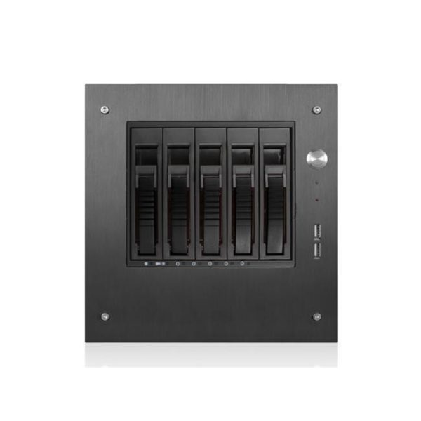 Compact Stylish 5 x 3.5" Hotswap mini-ITX Tower - Black HDD Handle