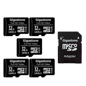 [Gigastone] Micro SD Card 32GB 5-Pack, Camera Plus, MicroSDHC Memory Card for Video Camera, Wyze Cam, Security Camera, Roku, Full HD Video Recording, UHS-I U1 A1 Class 10, up to 90MB/s, with Adapter - 32GB,Full HD Video,5-Pack