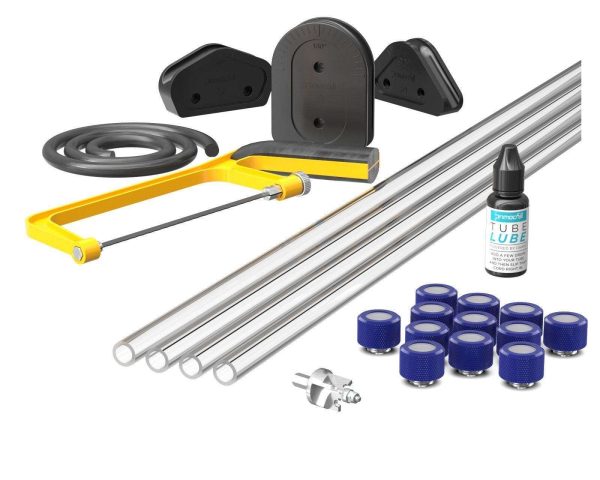 PrimoChill (Complete Kit) 4x 14mm Acrylic/PMMA Tubes, 12x Metrix SX Fitting, Bending Jig/Kit, Cutter and Finishing Bit - True Blue