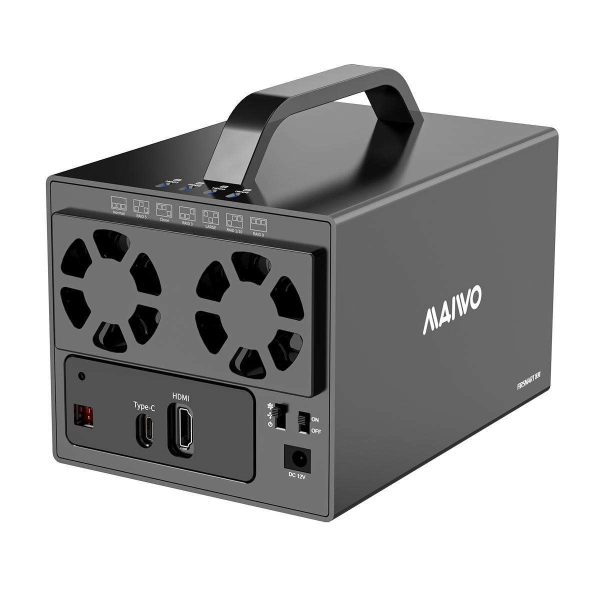 MAIWO 4 Bay RAID Enclosure for 3.5 inch SATA Hard Drive with Two Fans, Support UASP HD-MI 4K HDTV, 64TB USB3.1 Type-C 5Gbps Speed, RAID 0/1/3/5/10 Clone Large Normal