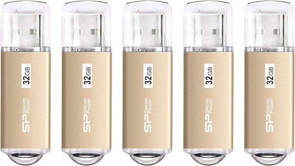 Silicon Power 32GB x 5 Pack USB 3.0 / 3.1 Gen1 USB Flash drive Blaze B02 (Champagne Gold) - 32GB
