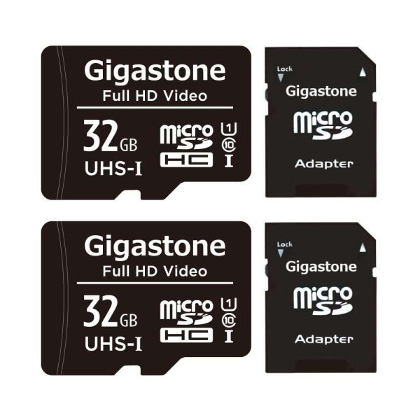 [Gigastone] Micro SD Card 32GB 5-Pack, Camera Plus, MicroSDHC Memory Card for Video Camera, Wyze Cam, Security Camera, Roku, Full HD Video Recording, UHS-I U1 A1 Class 10, up to 90MB/s, with Adapter - 32GB,Full HD Video,2-Pack