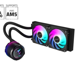 AORUS WATERFORCE X II 360 Liquid CPU Cooler, 360mm Radiator with 3x 120mm low noise ARGB Fans, compatible with Intel LGA1700 and AMD AM5(GP-AORUS WATERFORCE X II 360) - 2 Fan Slots (120 mm),Black,240mm AIO