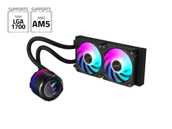 AORUS WATERFORCE X II 360 Liquid CPU Cooler, 360mm Radiator with 3x 120mm low noise ARGB Fans, compatible with Intel LGA1700 and AMD AM5(GP-AORUS WATERFORCE X II 360) - 2 Fan Slots (120 mm),Black,240mm AIO