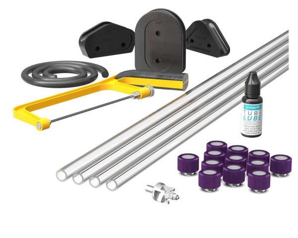PrimoChill (Complete Kit) 4x 14mm Acrylic/PMMA Tubes, 12x Metrix SX Fitting, Bending Jig/Kit, Cutter and Finishing Bit - Candy Purple