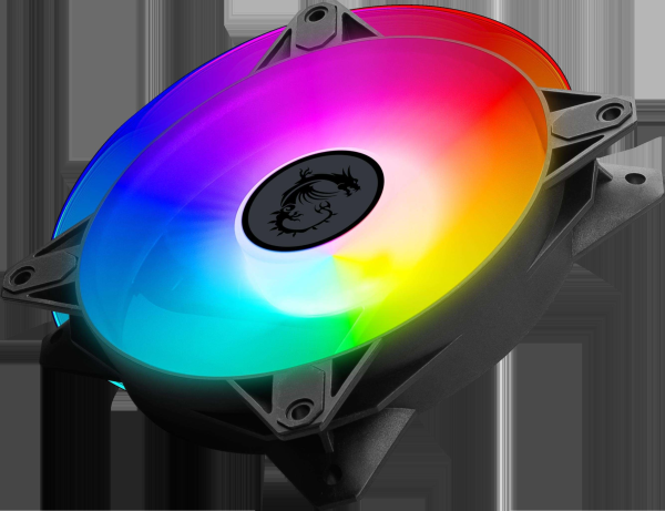 MSI MPG F120 ARGB-3B 120mm PWM Addressable RGB LED Case Fan Black - Anti-Vibration Fan Gasket - Hydraulic Bearing  - 600 ~ 1200 RPM - 3 Packs