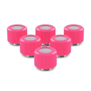 PrimoChill 12mm OD Rigid SX Fitting - 6 Pack - UV Pink