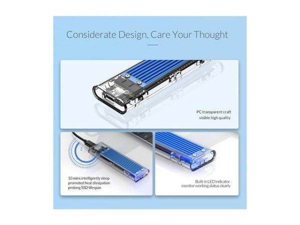 ORICO TCM2-C3 Aluminum USB 3.1 Gen2 Type-C NVMe M.2 Hard Drive Enclosure 10Gbps Date Transfer Rate Support UASP Protocol with Type-C to C Cable - Red