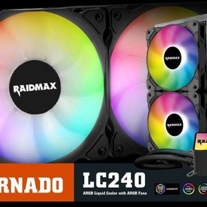 Raidmax Tornado All-in-1 ARGB LED CPU Liquid Cooler with ARGB Fans ARGB Water Block ARGB Light Controller