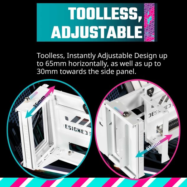 Cooler Master MasterAccessory Vertical Graphics Card Holder Kit V3 White with Premium Riser Cable PCI-E 4.0 x16 - 165mm, Compatibility PCIe 4.0 and older for E-ATX, ATX , Micro ATX Chassis (MCA-U000R-