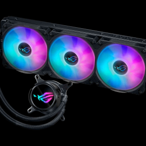 ASUS ROG Strix LC III 360 ARGB all-in-one CPU liquid cooler with 360° rotatable water block, Asetek’s new Gen7 v2 pump, premium ROG ARGB fans, and 10+ custom Aura lighting effects