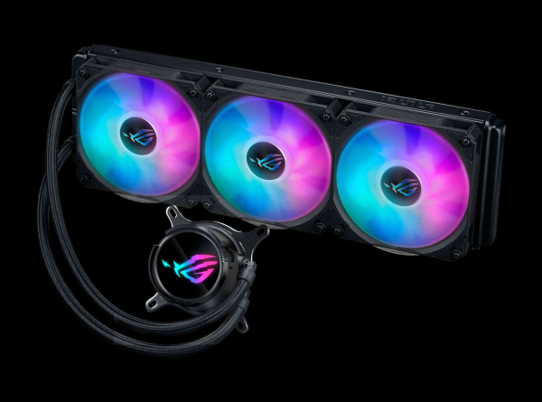 ASUS ROG Strix LC III 360 ARGB all-in-one CPU liquid cooler with 360° rotatable water block, Asetek’s new Gen7 v2 pump, premium ROG ARGB fans, and 10+ custom Aura lighting effects - 3 Fan Slots (120 mm),Black,ROG STRIX LC III 360 ARGB