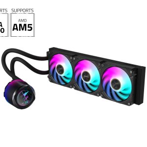 AORUS WATERFORCE X II 360 Liquid CPU Cooler, 360mm Radiator with 3x 120mm low noise ARGB Fans, compatible with Intel LGA1700 and AMD AM5(GP-AORUS WATERFORCE X II 360) - 3 Fan Slots (120 mm),Black,360mm AIO