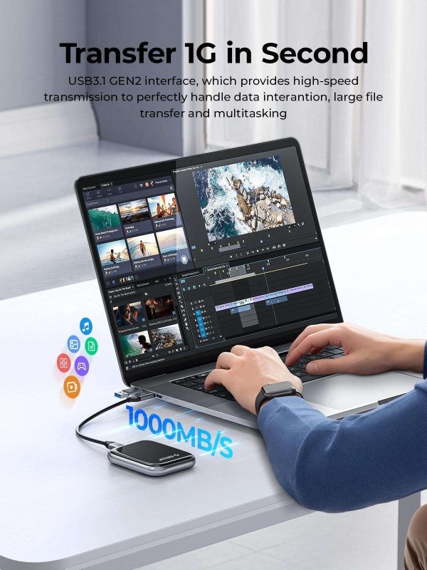 ORICO Beetle Portable SSD 1000MB/S External Solid State Drive 512GB USB 3.2 Gen2 Type C PSSD for Laptop 512GB (10Gbps)