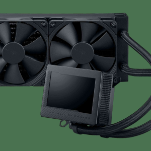 ASUS ROG Ryujin III 360 ARGB all-in-one liquid CPU cooler with 360mm radiator. Asetek 8th gen pump, 3x magnetic 120mm ARGB fans (Daisy Chain design), 3.5” LCD display - 2 Fan Slots (120 mm),Black,ROG RYUJIN III 240