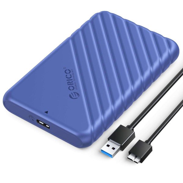 ORICO 2.5 inch External Hard Drive Enclosure USB3.0 to SATAIII 5Gbps HDD SSD Storage Case for 7mm 9.5mm SATA HDD SSD Max 6TB Support UASP protocols and TRIM - Blue,USB 3.0,1 Pack