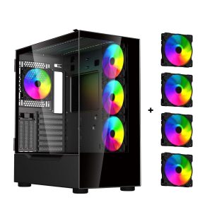 DIYPC Micro ATX Tower Black - ARGB-Q18 (Black)
