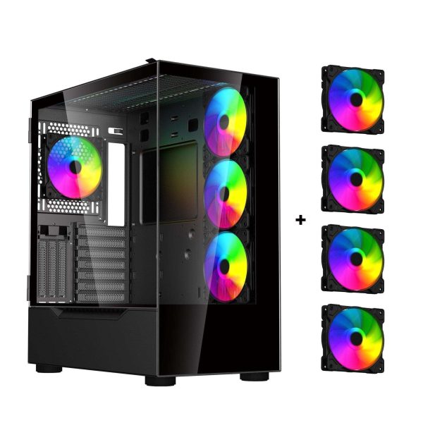 DIYPC Micro ATX Tower Black - ARGB-Q18 (Black)