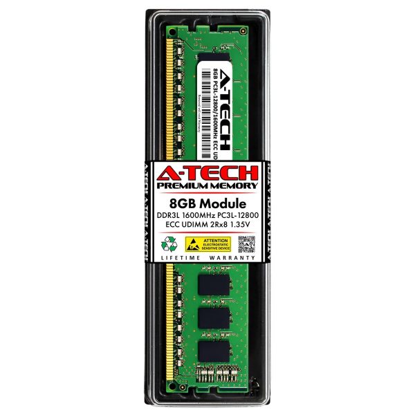 A-Tech 16GB (2x8GB) 2Rx8 PC3L-12800E DDR3 / DDR3L 1600 MHz ECC UDIMM 1.35V ECC Unbuffered DIMM 240-Pin Dual Rank x8 Server & Workstation RAM Memory Upgrade Kit - 8GB,DDR3L 1600 (PC3L 12800)