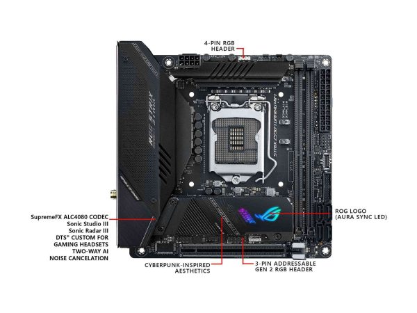 ASUS ROG Maximus XIII Hero (WiFi 6E) Z590 LGA 1200 (Intel 11th/10th Gen) ATX Gaming Motherboard (PCIe 4.0, 14+2 Power Stages, DDR4 5333+, Dual 2.5Gb LAN, Thunderbolt 4 Onboard, Bluetooth v5.2. - ROG STRIX Z590-I GAMING WIFI