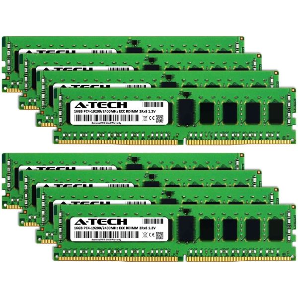 A-Tech 128GB (8x16GB) 2Rx8 PC4-19200R DDR4 2400 MHz ECC RDIMM Registered DIMM 288-Pin Dual Rank x8 Server & Workstation RAM Memory Upgrade Kit