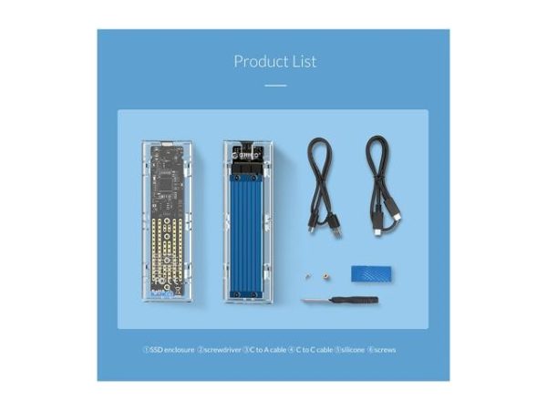 ORICO TCM2-C3 Aluminum USB 3.1 Gen2 Type-C NVMe M.2 Hard Drive Enclosure 10Gbps Date Transfer Rate Support UASP Protocol with Type-C to C Cable - Red