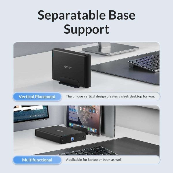 ORICO USB-C Type-C Aluminum 3.5 inch  Hard Drive HDD Enclosure USB-C Gen 1 SATA3.0 3.5" HDD Docking Station Vertical Case Support UASP with Power Adapter for HDD and SSD Tool Free 16TB
