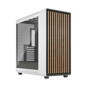 Fractal Design North XL ATX mATX Mid Tower PC Case - Charcoal Black Chassis with Walnut Front and Mesh Side Panel - FD-C-NOR1X-01 - Oak Front and Clear TG Side Panel