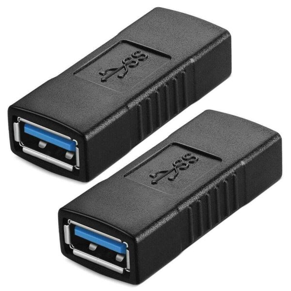 USB 3.0 Type A Female to Female Extension Connector Adapter F/F, Black 2 pack